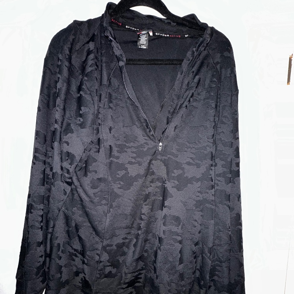 Spyder Black Active Zip Top XXL Plus Performance Athletic Long Sleeve Workout